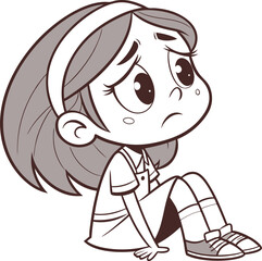 Girl Illustration With Sad Face