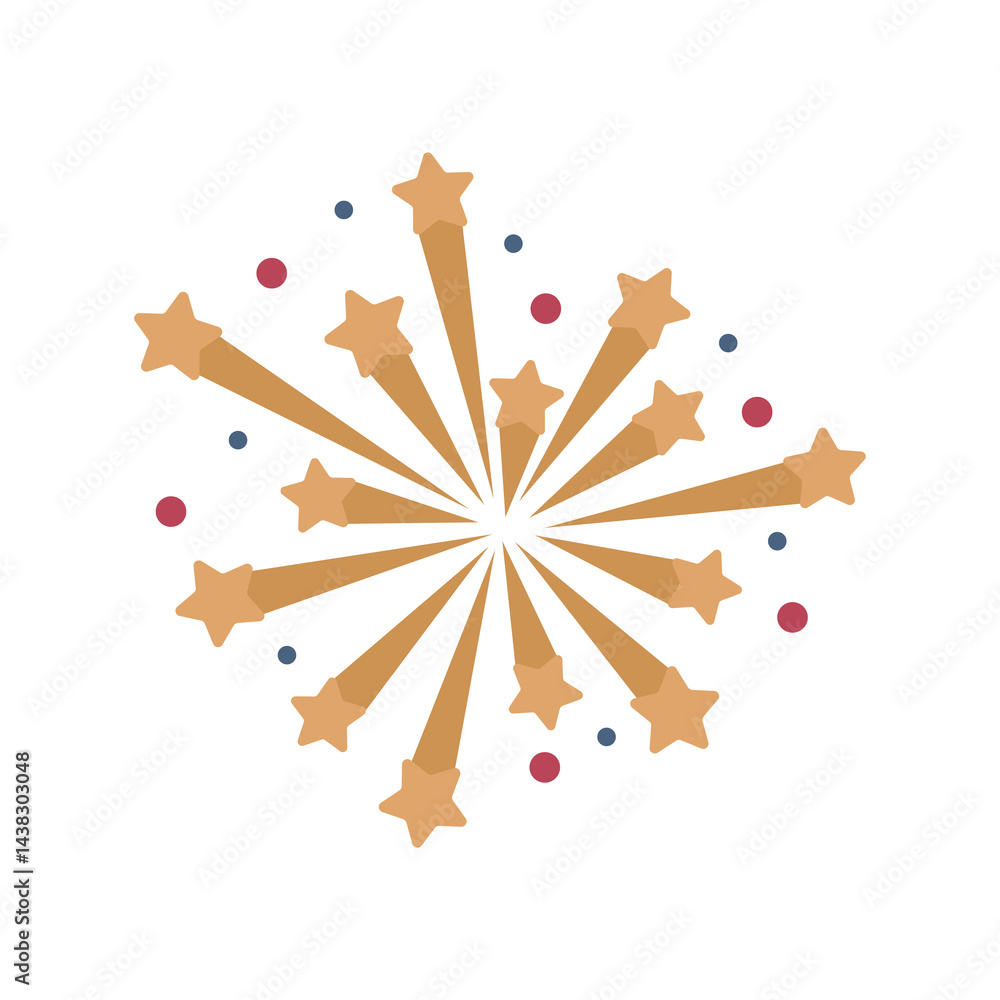 Poster Stars exploding firework in flat design. Holiday firecracker with sparks explosion. Vector illustration isolated.