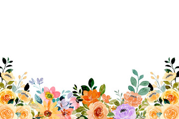 Watercolor flowers background vector for design.