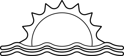 Sunset icon drawing doodle vector
