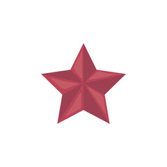 Obraz premium Red star symbol in flat design. Shiny metal badge, celebration medal. Vector illustration isolated.