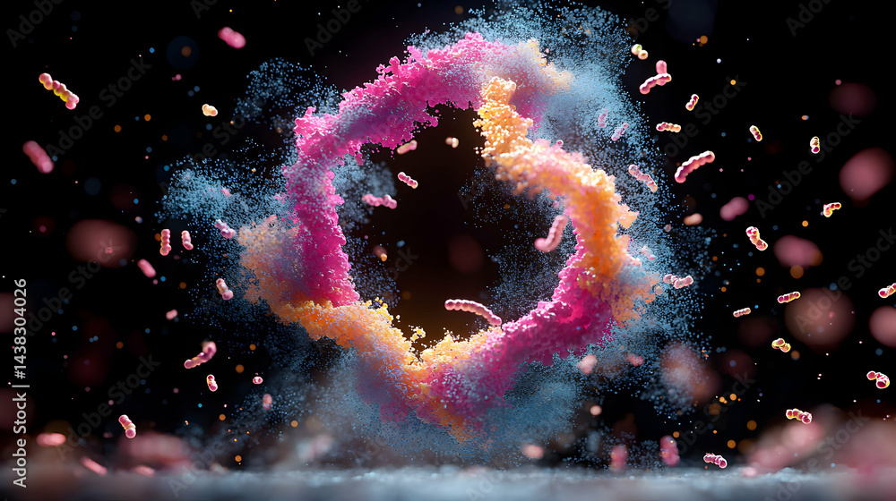 Aufkleber abstract ring formation with particle effects. suitable for science related visualisations molecular