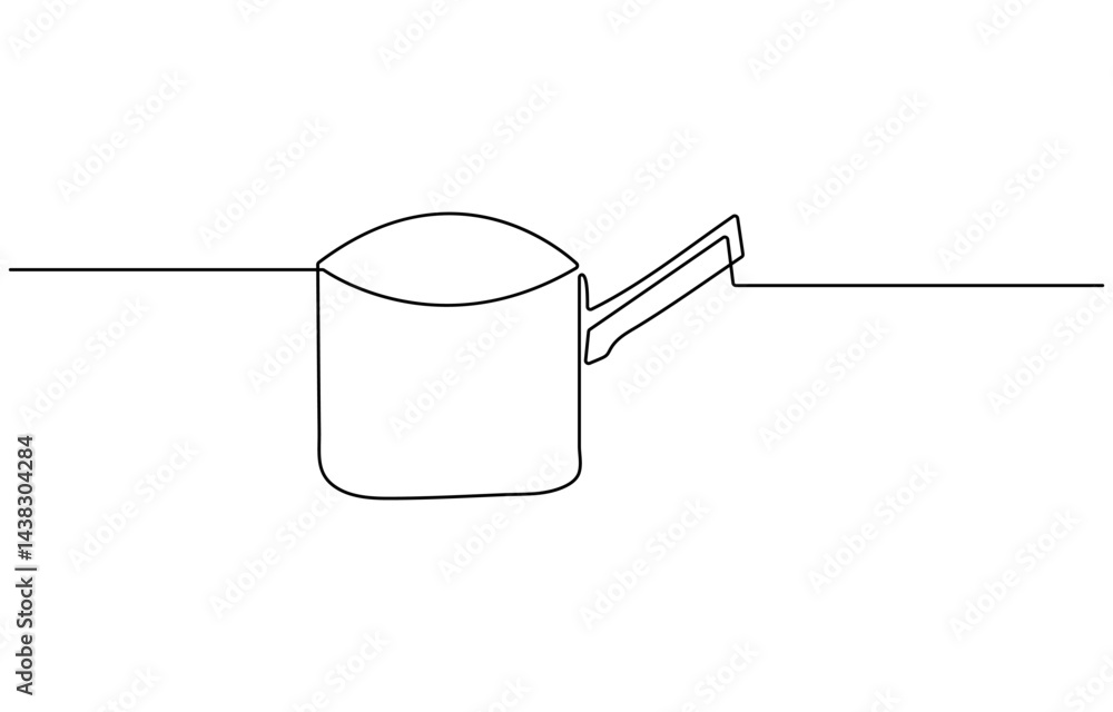 Poster continuous one line drawing of water pitcher glass. water jug in single line draw vector illustratio