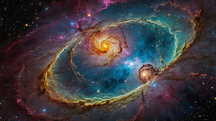 Abstract blue space nebula light with stars in a cosmic galaxy