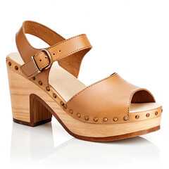 Naklejka premium Clog heel sandal isolated on white background