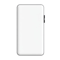 Minimalist white portable power bank with smooth finish and slim design suitable for charging mobile devices on the go on transparent background