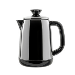 Fototapeta premium Modern electric kettle with a sleek black and silver design featuring a sturdy handle and a smooth finish for versatile kitchen use and boiling beverages on transparent background