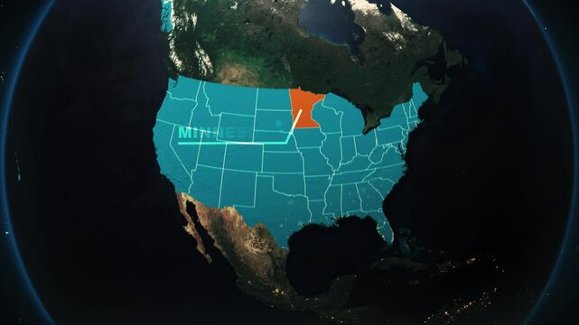 Minnesota US State Satellite Map Animation V2