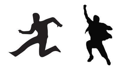Vector dynamic Jumping Man and boy Silhouette – Athletic Energy, Freedom and Motion Concept