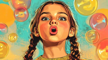 Pop art girl megaphone wow sale vector fun