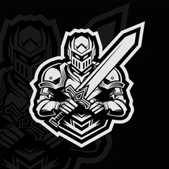 Lamellar mascot esport character logo design, black white