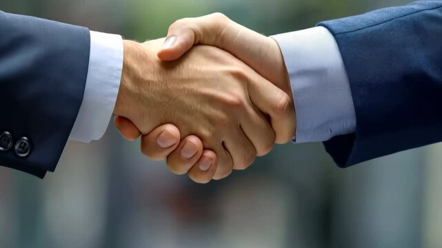Two individuals clasp hands in a close up shot, reflecting mutual trust, agreement, and a spirit of collaboration.
