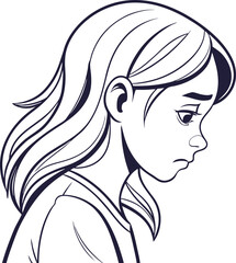Girl Vector Cartoon Illustration With Sad Face