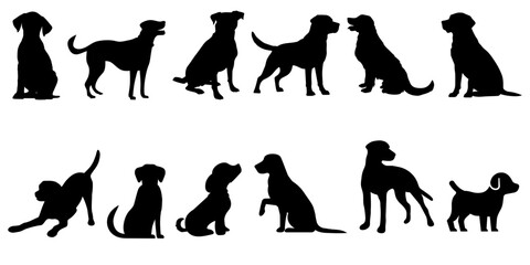 vector silhouettes of black dog