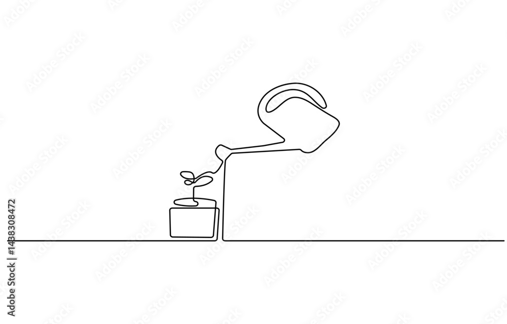 Aufkleber continuous one line drawing of water pitcher glass. water jug in single line draw vector illustratio