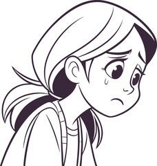 Girl Illustration With Sad Face