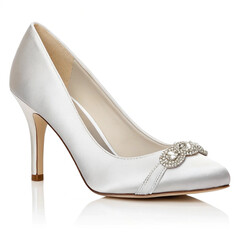 Obraz premium Satin bridal heel on white background
