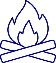 Illustration of a burning fire. Camping fire outline