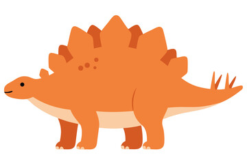 Minimal Vector Illustration of an Orange Stegosaurus Dinosaur with Simplistic Design Elements