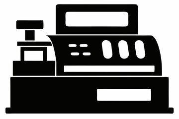 Mechanical Cash Register Silhouette vector illustration