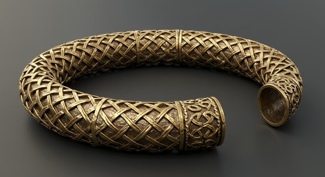 Bronze torc bracelet with woven design