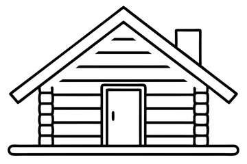 Miniature Log Cabin Line Art vector illustration