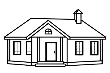 Miniature Prairie Style House Line Art vector illustration