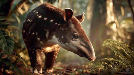 Obraz premium Close-up of a tapir's unique snout. Highlights biodiversity & the beauty of endangered wildlife. Strong visual impact.