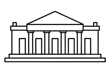 Miniature Presidential Library Building Line Art vector illustration