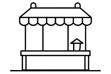 Fototapeta premium Miniature Wooden Boardwalk Shop Line Art vector illustration