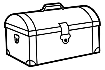 Old Steamer Trunk Storage Box Line Art vector illustration