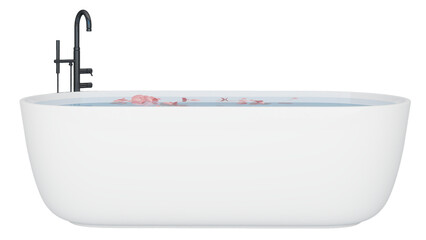 Side view of a white bathtub, 