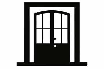 Screen Door With Wood Frame Silhouette vector illustration