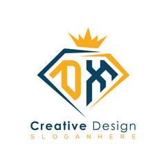 Luxury Initial Letter Monogram in Pentagon Diamond Shape with Royal Crown for Premium Branding & High-End Logo Design
