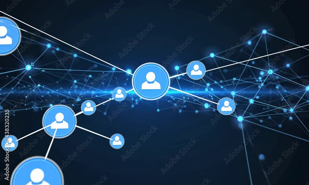 Poster data technology background. abstract background. connecting dots and lines on dark background