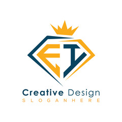 Luxury Initial Letter Monogram in Pentagon Diamond Shape with Royal Crown for Premium Branding & High-End Logo Design
