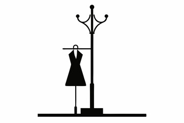 Standing Coat Rack In Corner Silhouette vector illustration