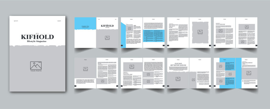 Magazine Template layout cover page with 16 page design concept Accents	
