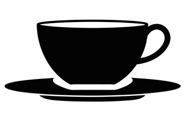 Teacup With Saucer Silhouette vector illustration