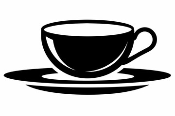 Teacup With Saucer Silhouette vector illustration