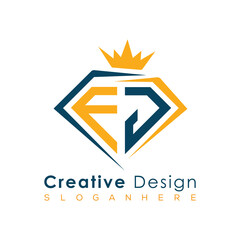 Luxury Initial Letter Monogram in Pentagon Diamond Shape with Royal Crown for Premium Branding & High-End Logo Design
