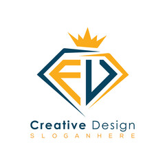 Luxury Initial Letter Monogram in Pentagon Diamond Shape with Royal Crown for Premium Branding & High-End Logo Design
