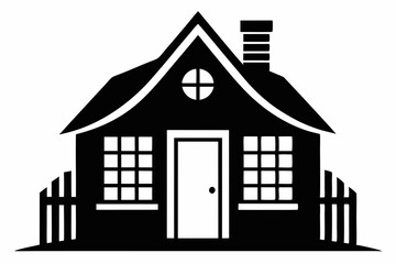 Tiny Cape Cod Cottage Silhouette vector illustration