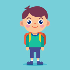 kid with backpack studying