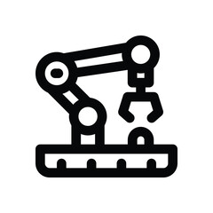 robot arm line icon. Clean and minimalist vector icon for websites, mobile apps, presentations, and logos. Fully scalable and customizable for any project.