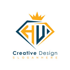 Luxury Initial Letter Monogram in Pentagon Diamond Shape with Royal Crown for Premium Branding & High-End Logo Design
