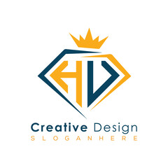 Luxury Initial Letter Monogram in Pentagon Diamond Shape with Royal Crown for Premium Branding & High-End Logo Design
