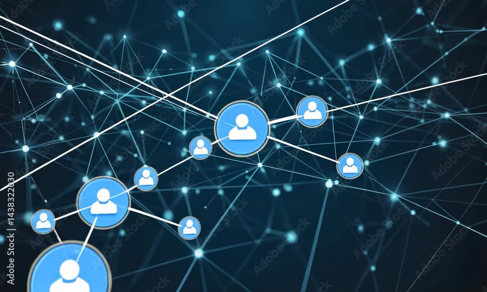 Poster data technology background. abstract background. connecting dots and lines on dark background