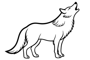 Wolf Howling Line Art vector illustration