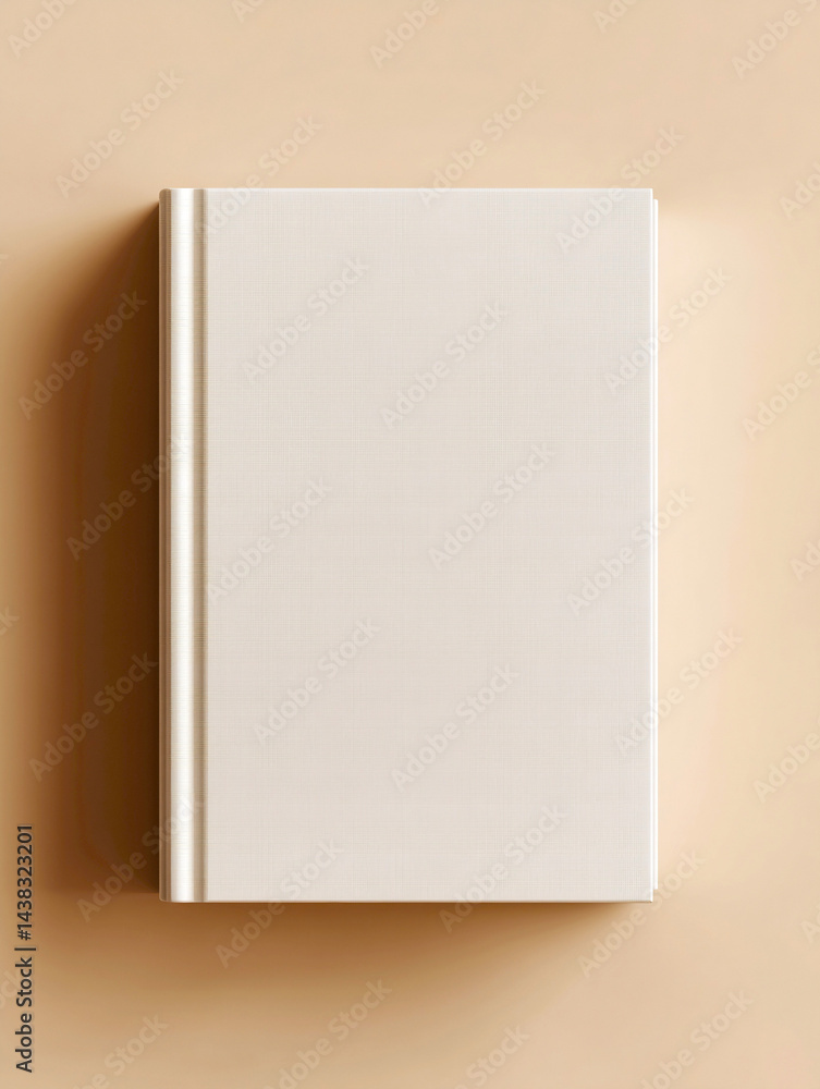 Poster minimalist blank hardcover book on a soft beige background perfect for journaling : generative ai